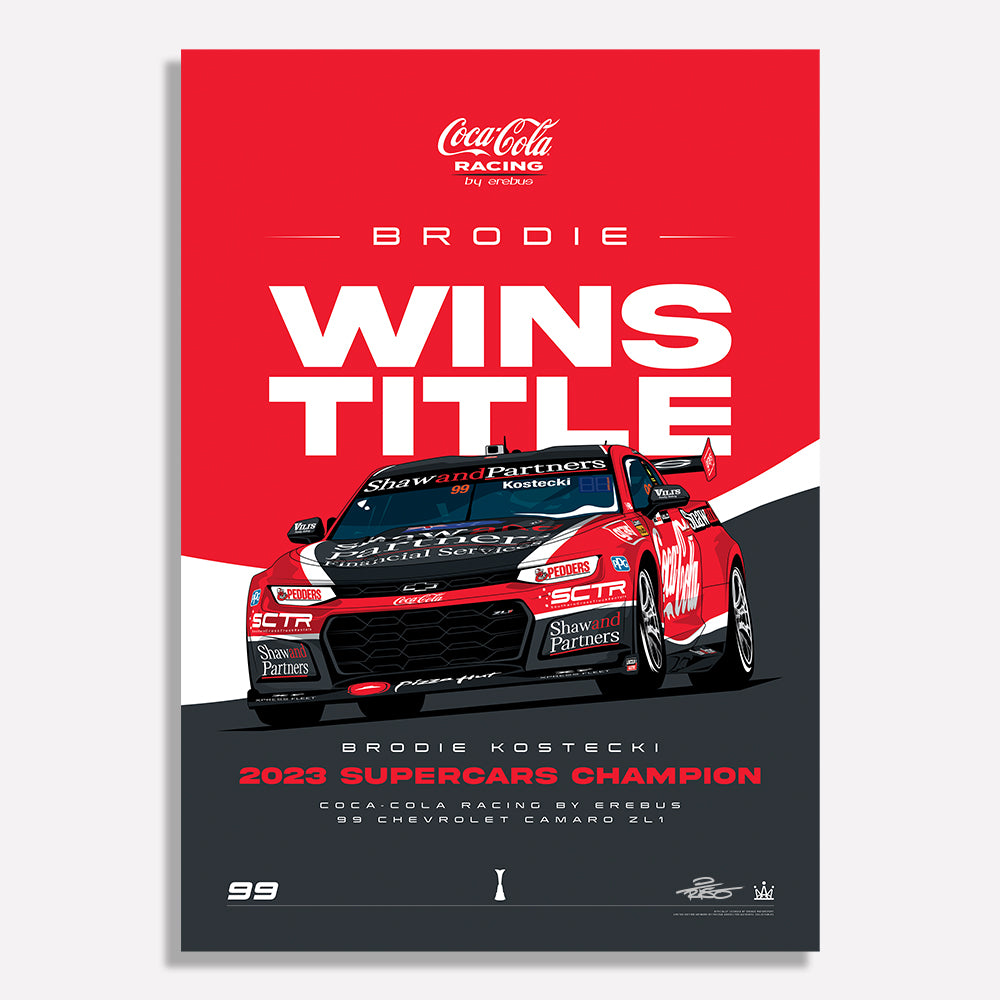 Brodie Wins Title Limited Edition Illustrated Print Authentic