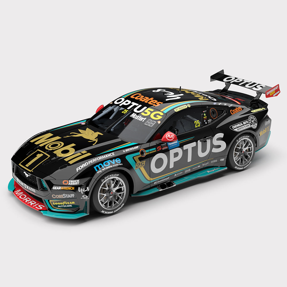 1:43 Mobil 1 Optus Racing #25 Ford Mustang GT - 2024 Sydney SuperNight Clean Sweep (Mobil 1 50th Anniversary Gold Livery)