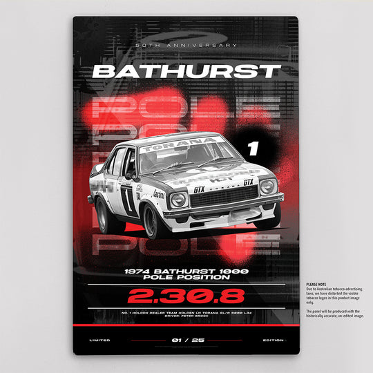 1974 Bathurst 1000 Pole Position 50th Anniversary Limited Edition Metal Wall Panel (Pre-Order)