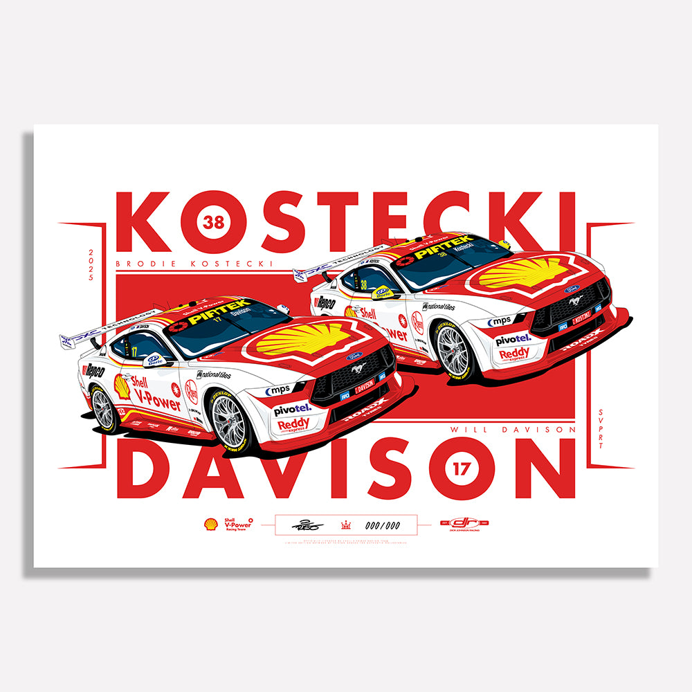 Shell V-Power Racing Team Kostecki/Davison 2025 Season Limited Edition Illustrated Print (Pre-Order)